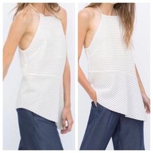 Zara Asymmetrical Cream Sleeveless Top -Size Large